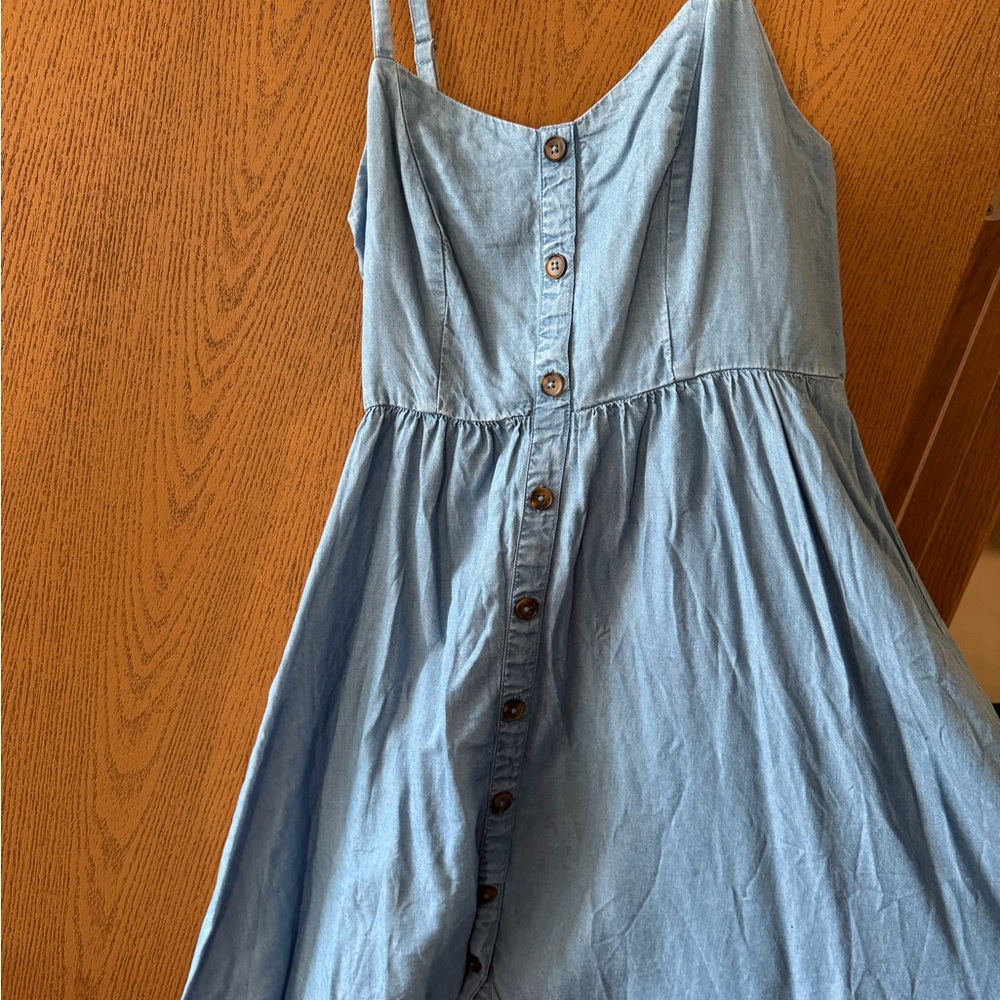 Old Navy Light Blue Button-Front Mini Dress
